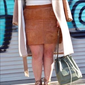 JUNAROSE Tan Suede Pockets LEATHER Skirt 20